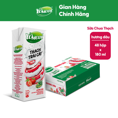 Thùng 48 Hộp Yomost Thạch Trái Cây Hương Dâu (48x180ml)