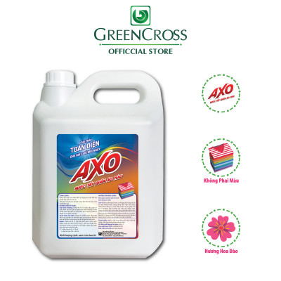COMBO 4 CAN Nước tẩy quần áo màu đánh bay vết bẩn AXO can 5 Lít Tiết Kiệm Hương Hoa Đào/Tươi Mát