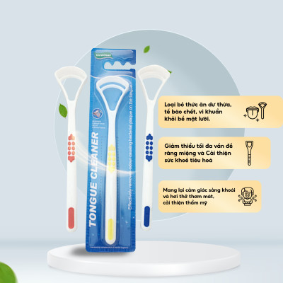 Dụng cụ cạo lưỡi Coral, bộ 2 cái siêu tiết kiệm. Thiết kế 2 mặt cho 2 nhu cầu vệ sinh