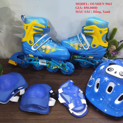 Giày patin combo giày đầy đủ phụ kiện cho bé, 8 bánh đèn phát sáng Centosy 9062