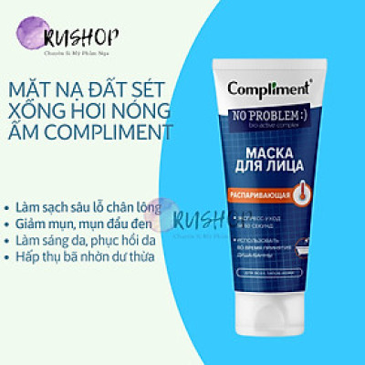 Mặt nạ đất sét xông hơi nóng ấm Compliment No Problem Steaming Face Mask 80ml sạch sâu giảm mụn sáng da