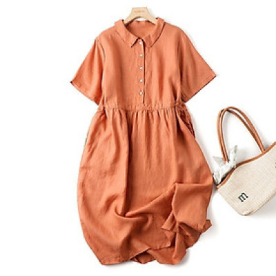 Đầm nữ suông chất linen mềm mát , có dây rút eo kèm túi 2 bên hông dễ mặc , phù hợp với mọi dáng Da215