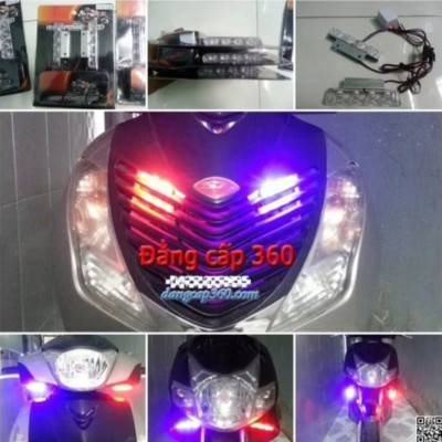 BỘ 2 ĐÈN CHỚP KIỂU CẢNH SAT NHẤP NHÁY MÀU ĐỎ XANH CỰC ĐẸP LẮP XE MÁY ÔTÔ 