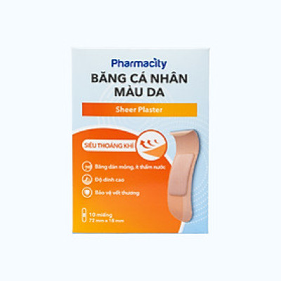 Băng cá nhân màu da Pharmacity bảo vệ vết thương hở (10 miếng/gói)