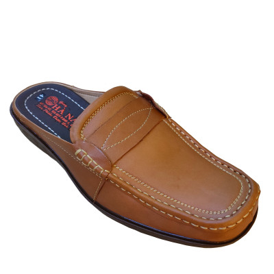 Dép bít mũi nam da bò thật đế cao su cao cấp GSB2050