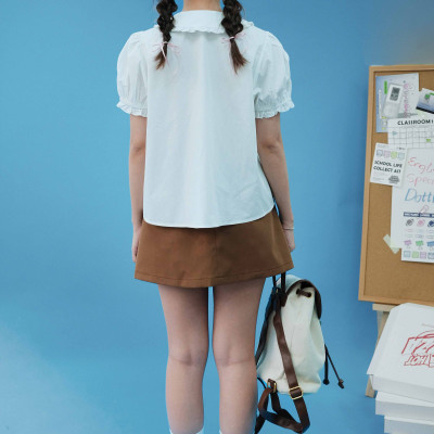 DOTTIE - Váy ngắn xếp ly kèm dây nịt - Nâu - S0290