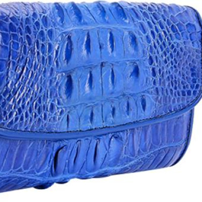 Ví Nữ Da Cá Sấu 3 Gấp Gai Huy Hoàng HT3288 (19 x 10.5 cm) - Xanh Dương