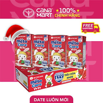 Thùng sữa uống dinh dưỡng vị chua Nutricare Metacare Yoyo tinh anh cao lớn hương cam, dâu, đào (110ml x 48 hộp)