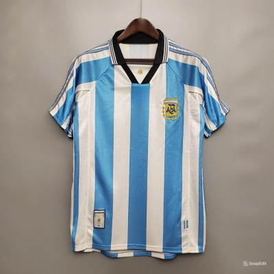 Áo Bóng Đá Retro Tuyển Argentina 1998 - Sân Nhà bản cao cấp vải Cotton Polyester