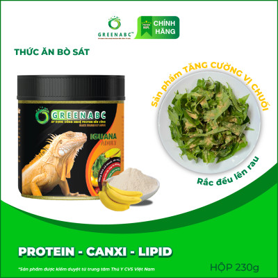 Thức ăn bò sát Iguana Trưởng Thành GREENABC vị chuối dùng cho Iguana từ 1m trở lên giúp gai bung, gù cao, dáng đẹp, lên màu tươi - Hộp 230g