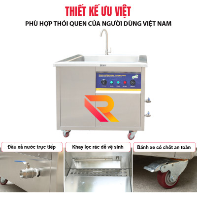Máy rửa bát sóng siêu âm cho nhà hàng, bếp ăn tập thể  Rama RB1200 dung tích 180L - Hàng chính hãng