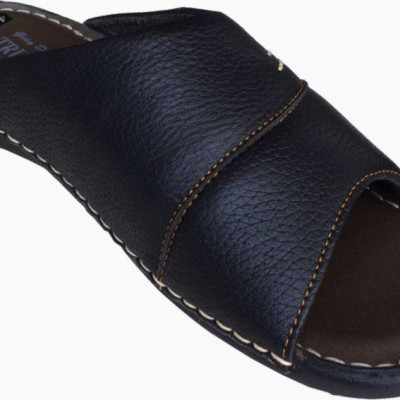 Dép nam quai ngang Trường Hải da bò thật mềm mại may thủ công chắc chắn tỉ mỉ đế cao su không trơn QNN074 