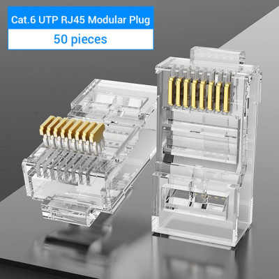 Đầu nối mạng Cat.6 Vention IDDR0-50 Đầu cắm mô-đun RJ45 Địa chỉ liên hệ mạ vàng Chất liệu PC Cat.6 UTP 50 miếng
