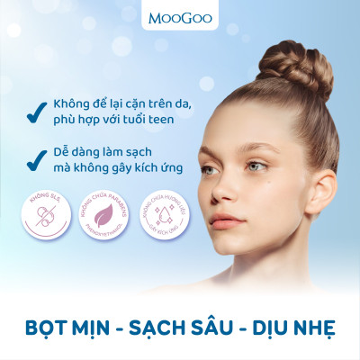 Sữa rửa mặt tạo bọt chiết xuất đu đủ cho da nhạy cảm, da mụn ko SLS, Sulffate Moogoo Úc