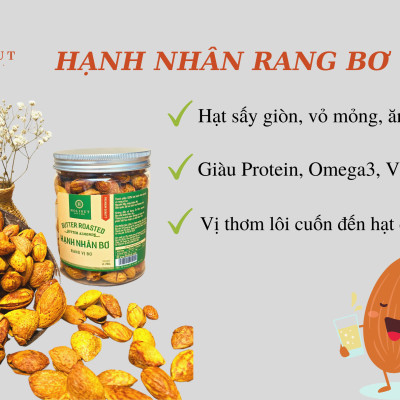 Hạnh Nhân Rang Bơ - Thương Hiệu Holinut Chuẩn Nhập Khẩu Mỹ/500gram