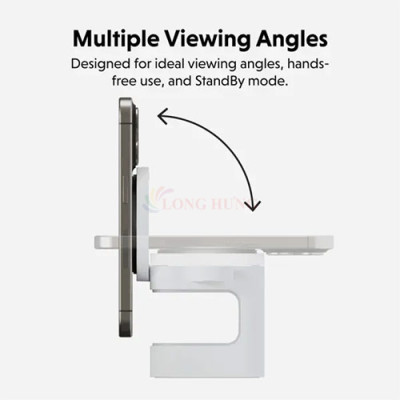 Đế sạc không dây HyperJuice Ultra-Portable Qi2 3-in-1 Magnetic Charging Stand HJ3320WHGL - Hàng chính hãng