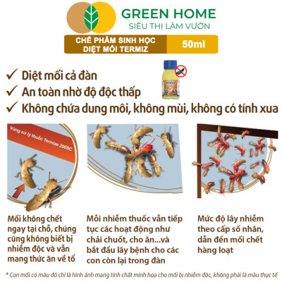 Thuốc Diệt Mối Tận Gốc Greenhome Termize 200SC, Chai 50ml, Sinh Học Thế Hệ Mới, An Toàn, Không Mùi, Diệt Cả Đàn
