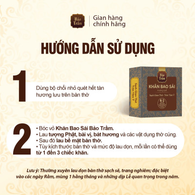 Khăn Bao Sái Bàn Thờ Bảo Trầm – Khăn Lau Đa Năng 12 Miếng/Hộp