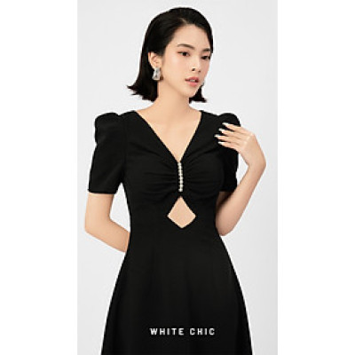 Đầm xòe chiết eo Rondo thiết kế cao cấp WHITE CHIC