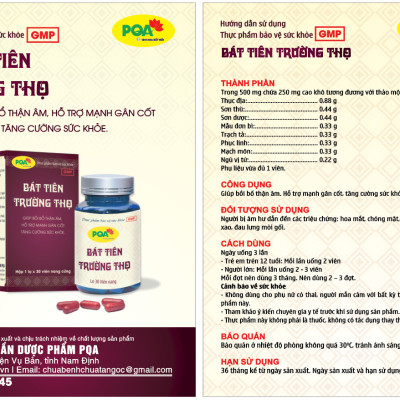 Viên nang Bát Tiên Trường Thọ PQA Giúp Bồi Bổ Thận Âm, Mạnh Gân Cốt Và Tăng Cường Sức Khỏe Hộp 30 Viên