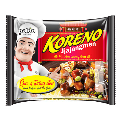 Thùng 24 Gói Mì Trộn Tương Đen Koreno Jjajangmen 115g