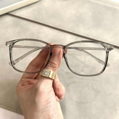 Kính Mắt vuông to gọng nhựa dẻo siêu nhẹ thời trang cho nam nữ (Màu ghi trong)