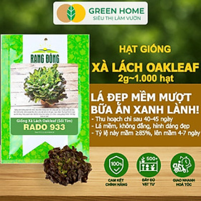 Hạt Giống Xà Lách Oakleaf, Gói 5gr~ 1000 hạt, Dễ Trồng Quanh Năm, Thu Hoạch Nhanh, Năng Suất Cao R22