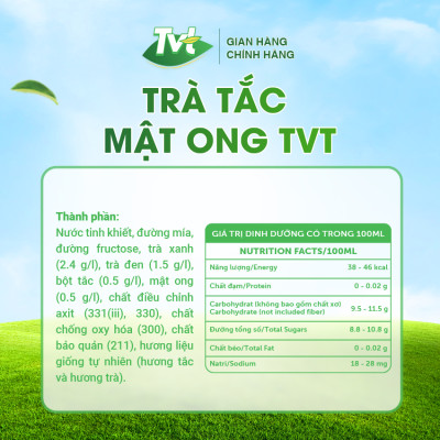 [Thùng 24 chai 450ml] Trà Tắc Mật Ong TVT tinh chất trà xanh, mật ong, quả tắc, mát lanh thanh khiết, tốt cho tim mạch