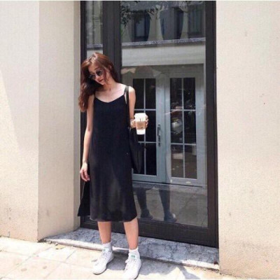 Đầm nữ 2 dây suông basic nhiều màu xinh Da04