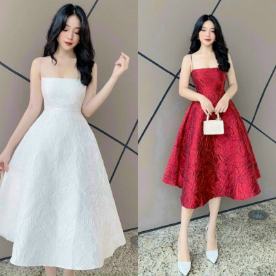 Đầm gấm hoa cao cấp ( có mút)