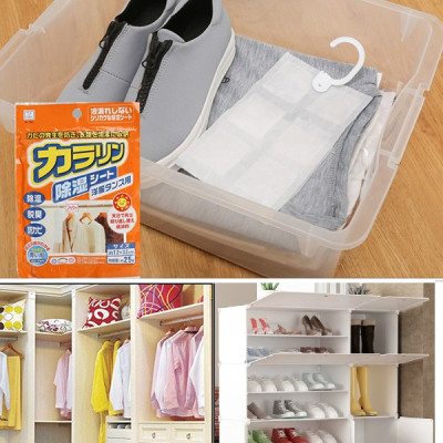 Combo 03 Miếng hút ẩm, khử mùi dành cho tủ quần áo có móc treo tiện lợi ( dạng gói - 25g ) - Hàng nội địa Nhật Bản.