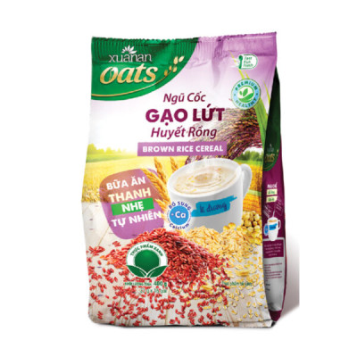 Combo 2 túi: Ngũ Cốc Gạo Lứt Huyết Rồng 400G + Ngũ Cốc Yến Mạch 400G [ít đường] (Tặng Kèm 1 Túi Yến Mạch 150G)