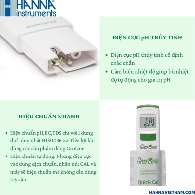 Bút đo pH/Nhiệt độ chống thấm nước trong thủy canh HANNA HI98118 - Hàng chính hãng