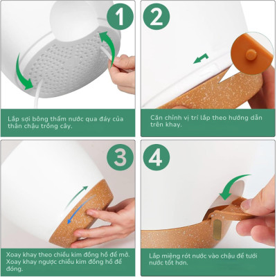 Chậu trồng cây tự tưới thông minh Monrovia A60 cho cây trong nhà và ngoài trời, decor, văn phòng