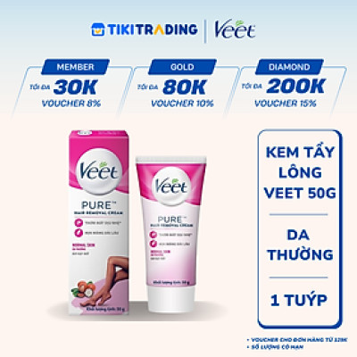 [MỚI] Kem tẩy lông Veet Pure cho da thường 50g, công thức cải tiến