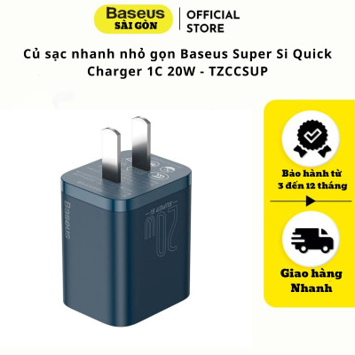 Củ sạc nhanh nhỏ gọn Baseus Super Si Quick Charger 1C 20W CCSUP- Hàng chính hãng