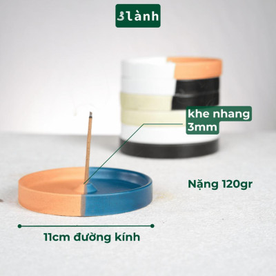 Đĩa Hứng Nhang Thủ Công 3 Lành Bằng Gốm Tối Giản Màu Đối Xứng Phong Cách Thiền Nhật Đựng Tàn Nhang Giữ Sạch Bàn