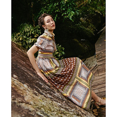 Đầm Sơ Mi Linen Bohemian DRE228 thời trang thiết kế Hity