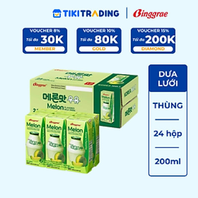Thùng 24 hộp Sữa dưa lưới 200ml nhãn hiệu Binggrae