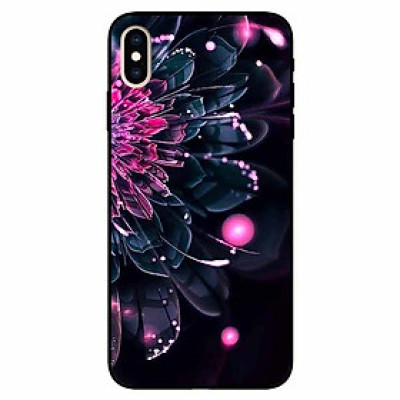 Ốp lưng in cho Iphone Xs Max Mẫu Mẫu Đơn Hồng Đen