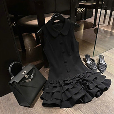 Váy sát nách cổ sen tầng bèo-Váy nữ sang chảnh