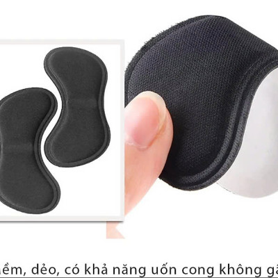 Bộ 2 cặp lót giày 4D bảo vệ gót chân và chống tuột gót giày (loại bầu) 1 CẶP KEM VÀ 1 CẶP ĐEN