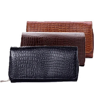 H Bóp nữ vân cá sấu Huy Hoàng nhiều ngăn màu da, đen, nâu HT3132-33-34