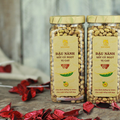 Combo Đậu Nành Sấy Cỏ Ngọt Vị Cay Hải Long (230g) + Sen Sấy Gừng Mật Ong Hải Long (230g)