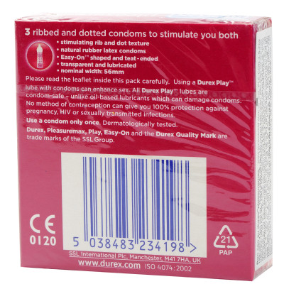 Bao cao su Durex Pleasuremax Hộp 3 Bao